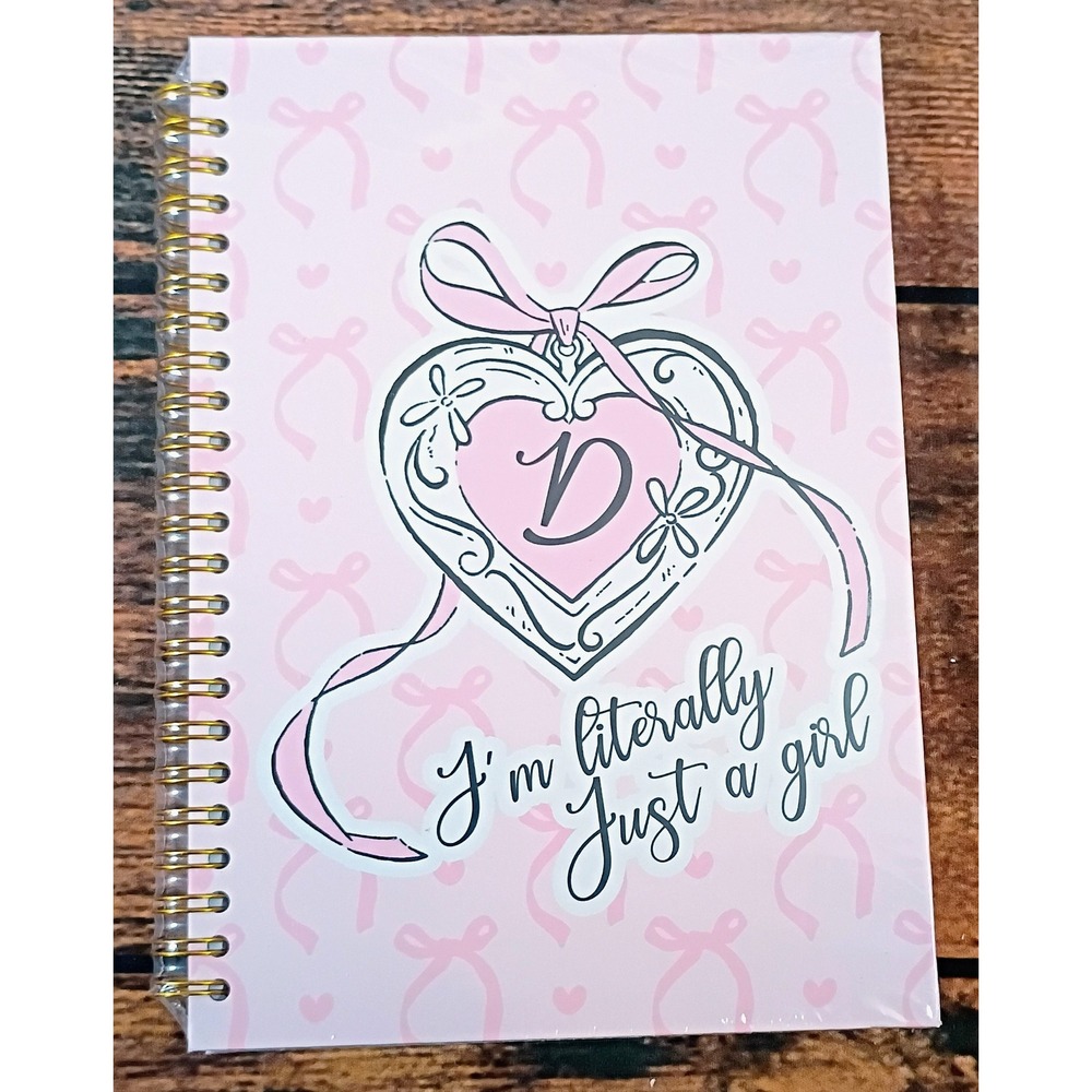 Pink Coquette Bow Initial D Spiral Notebook I'm Literally Just A Girl Journal
